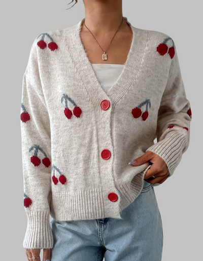 Rasha | Cherry Long Sleeve Cardigan