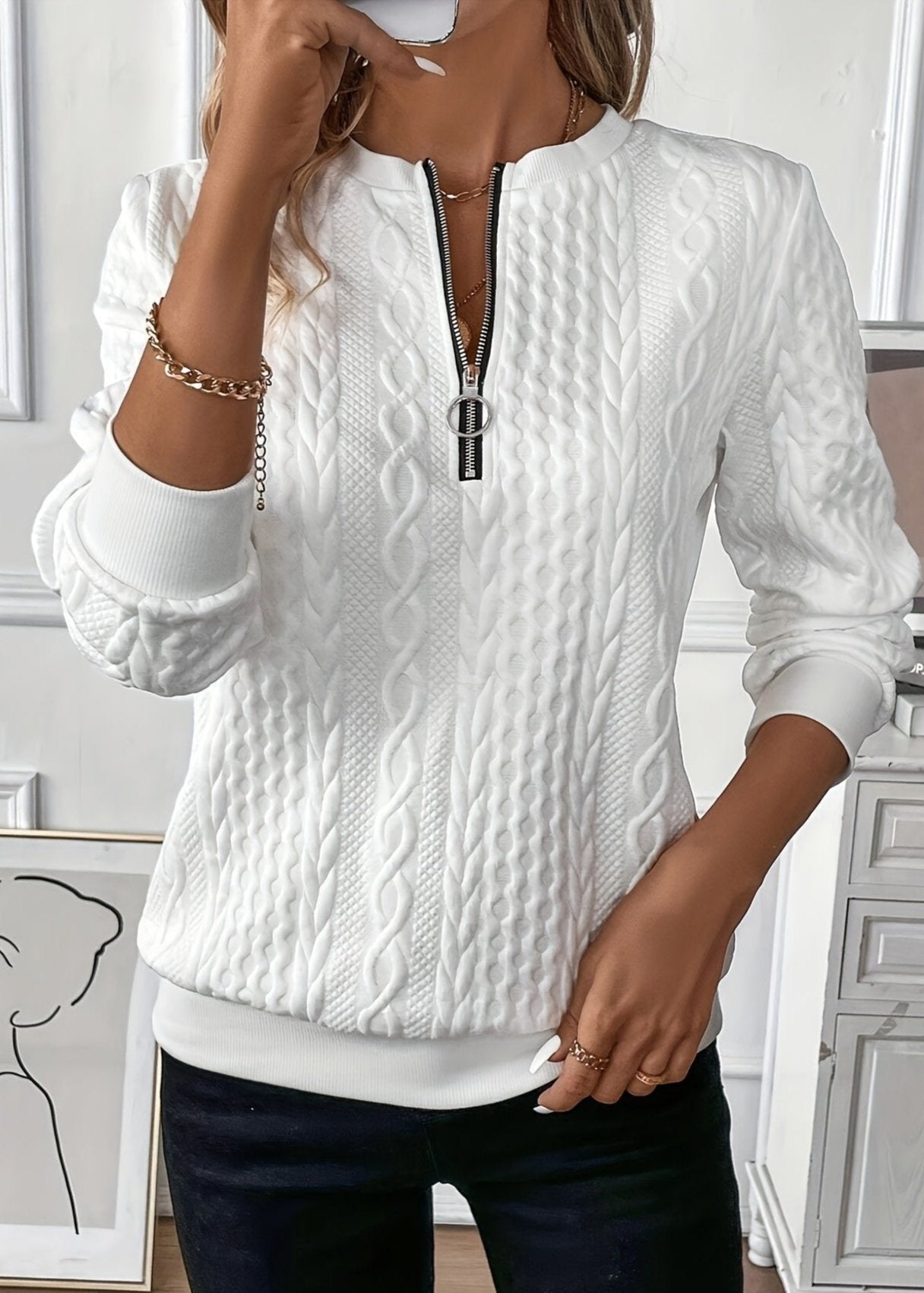 Emily | Elegant Quarter-Zip Sweater