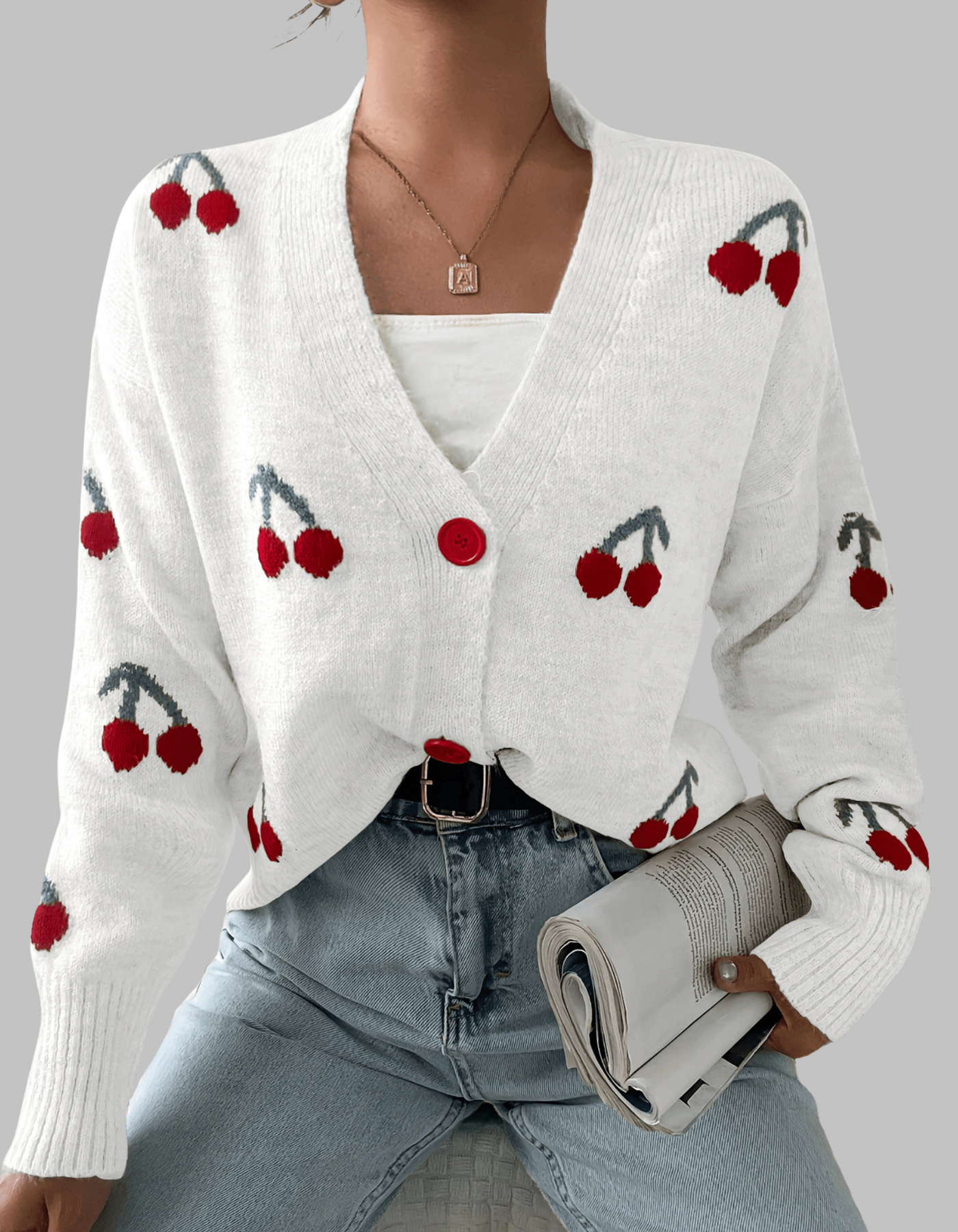 Rasha | Cherry Long Sleeve Cardigan