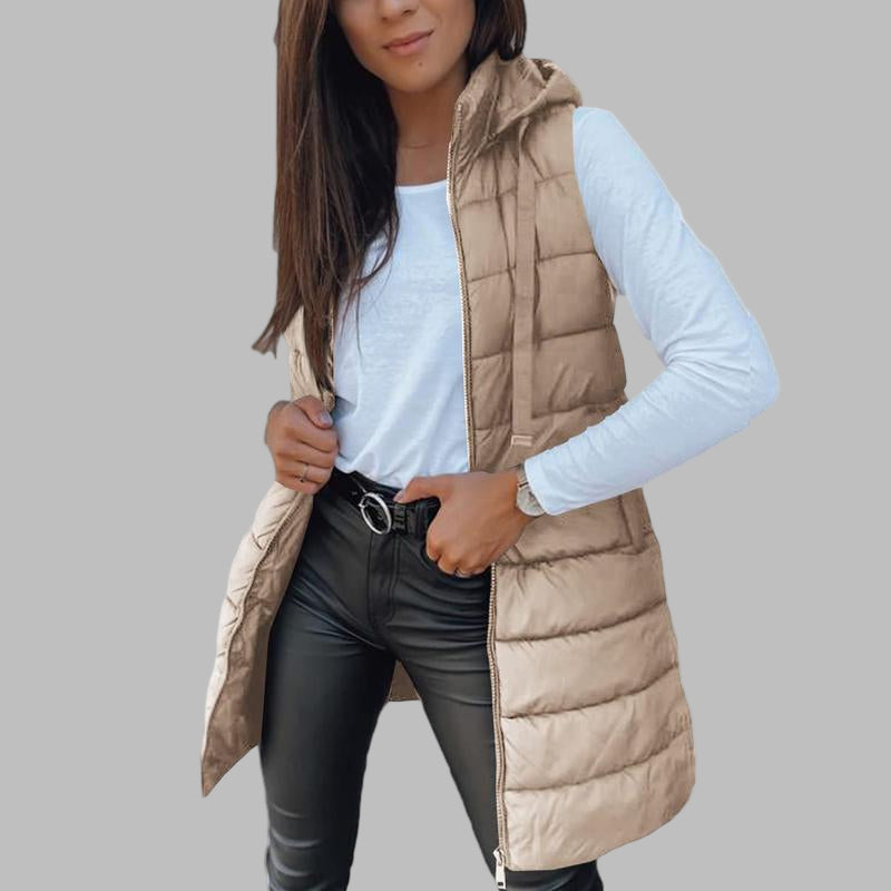 Reign | Casual Sleeveless Hood Long Puffer Vest
