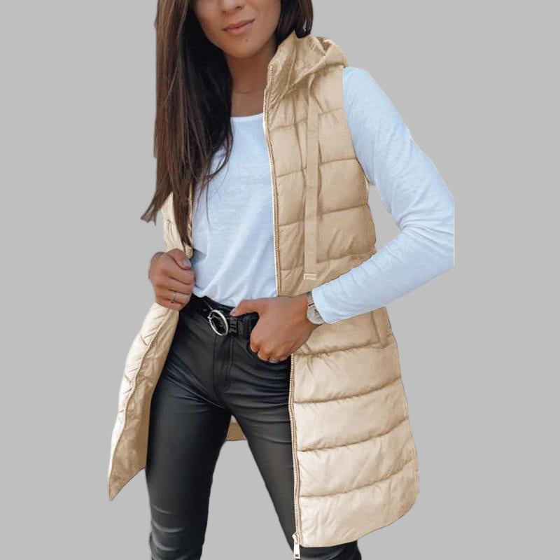 Reign | Casual Sleeveless Hood Long Puffer Vest