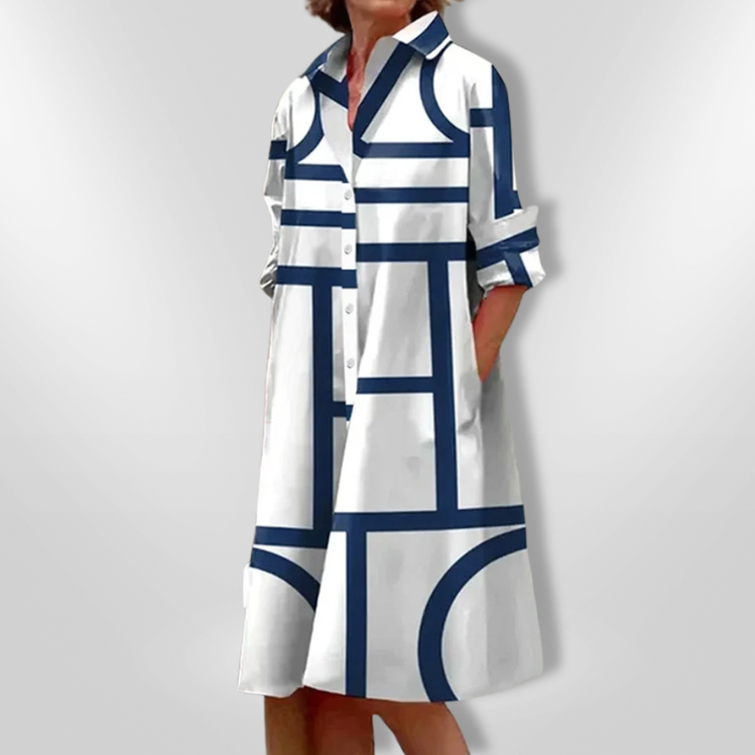Camille I Elegant Geometric Midi Dress