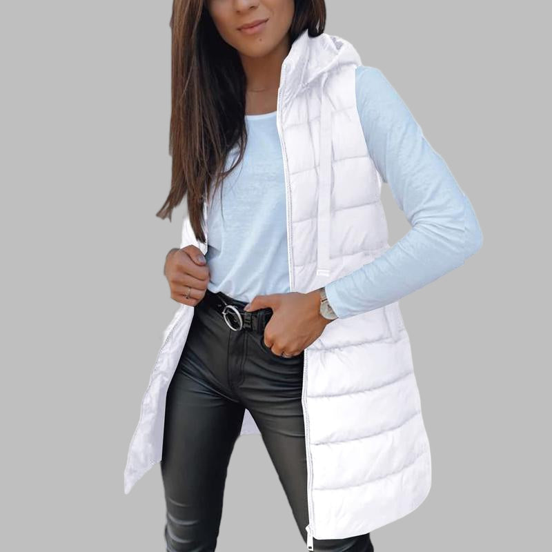 Reign | Casual Sleeveless Hood Long Puffer Vest