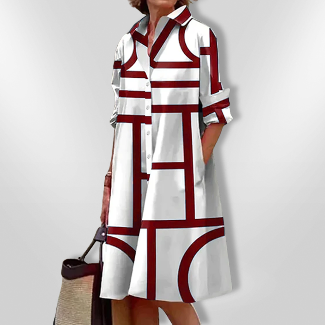 Camille I Elegant Geometric Midi Dress