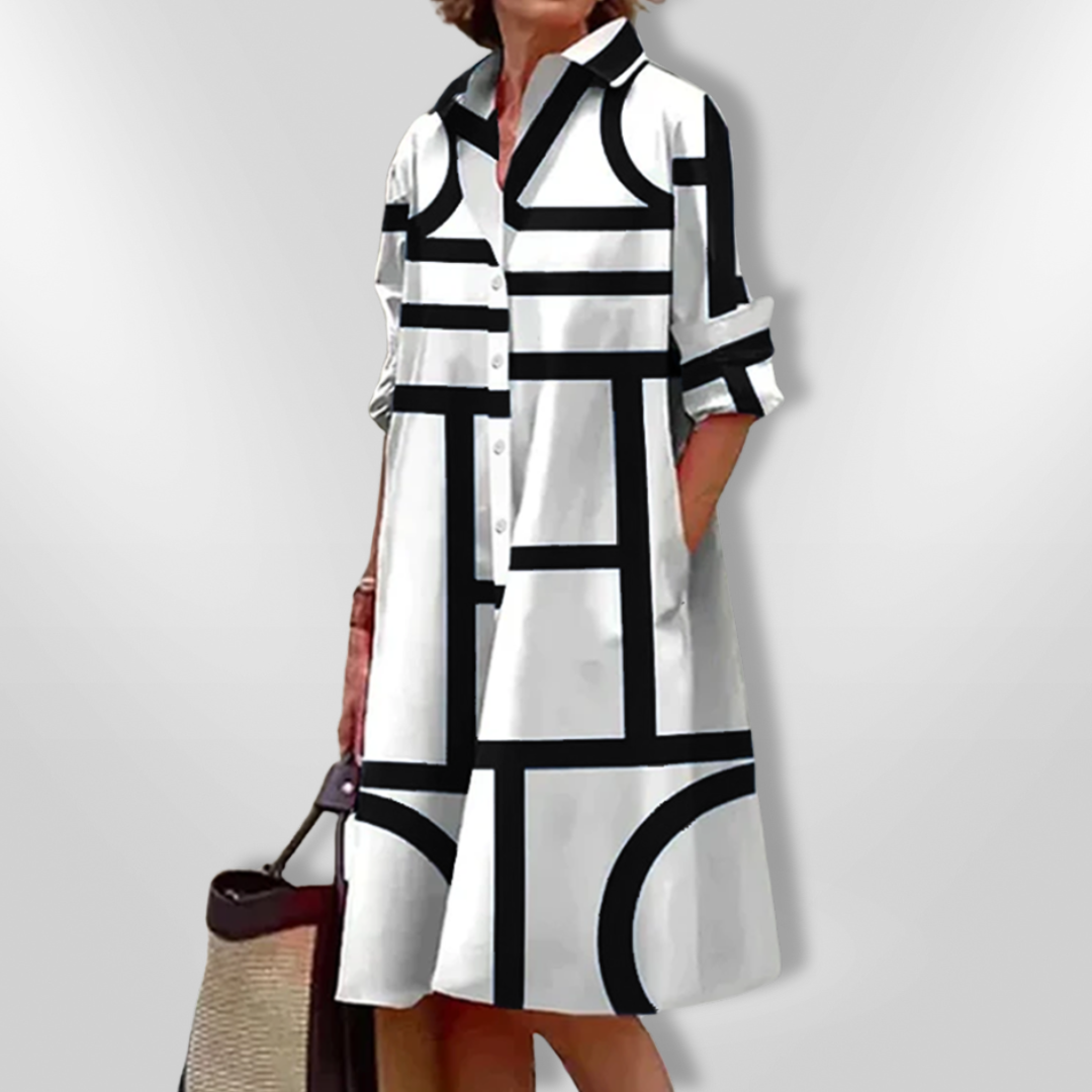 Camille I Elegant Geometric Midi Dress