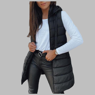 Reign | Casual Sleeveless Hood Long Puffer Vest