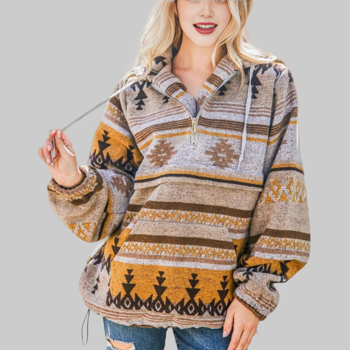 Lea | Comfy Oversized Zip Up Long Sleeve Hoodie Sweatshirt