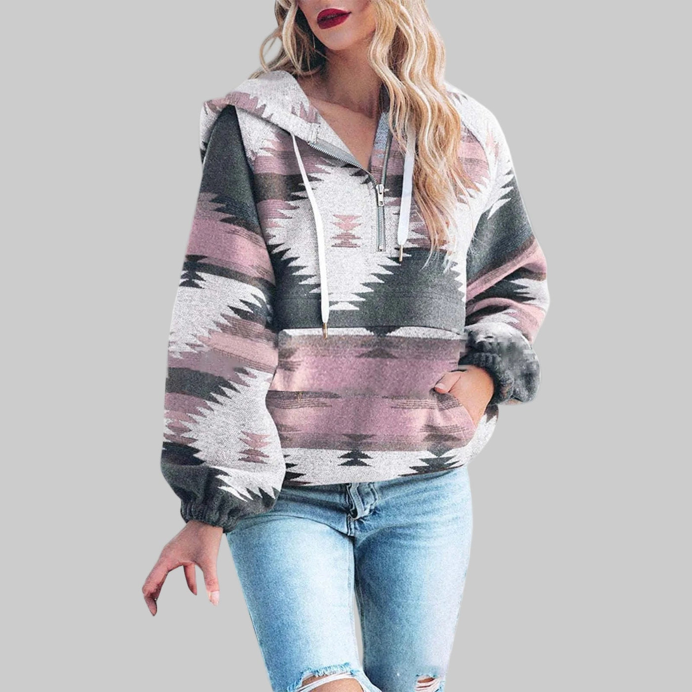 Lea | Comfy Oversized Zip Up Long Sleeve Hoodie Sweatshirt