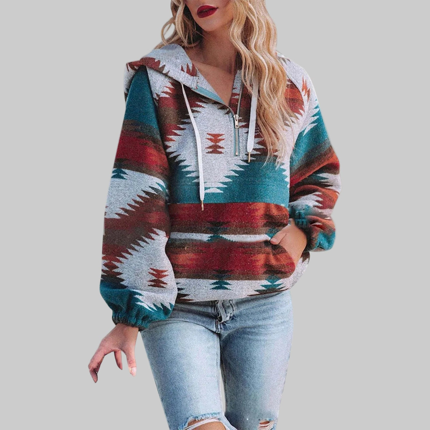 Lea | Comfy Oversized Zip Up Long Sleeve Hoodie Sweatshirt