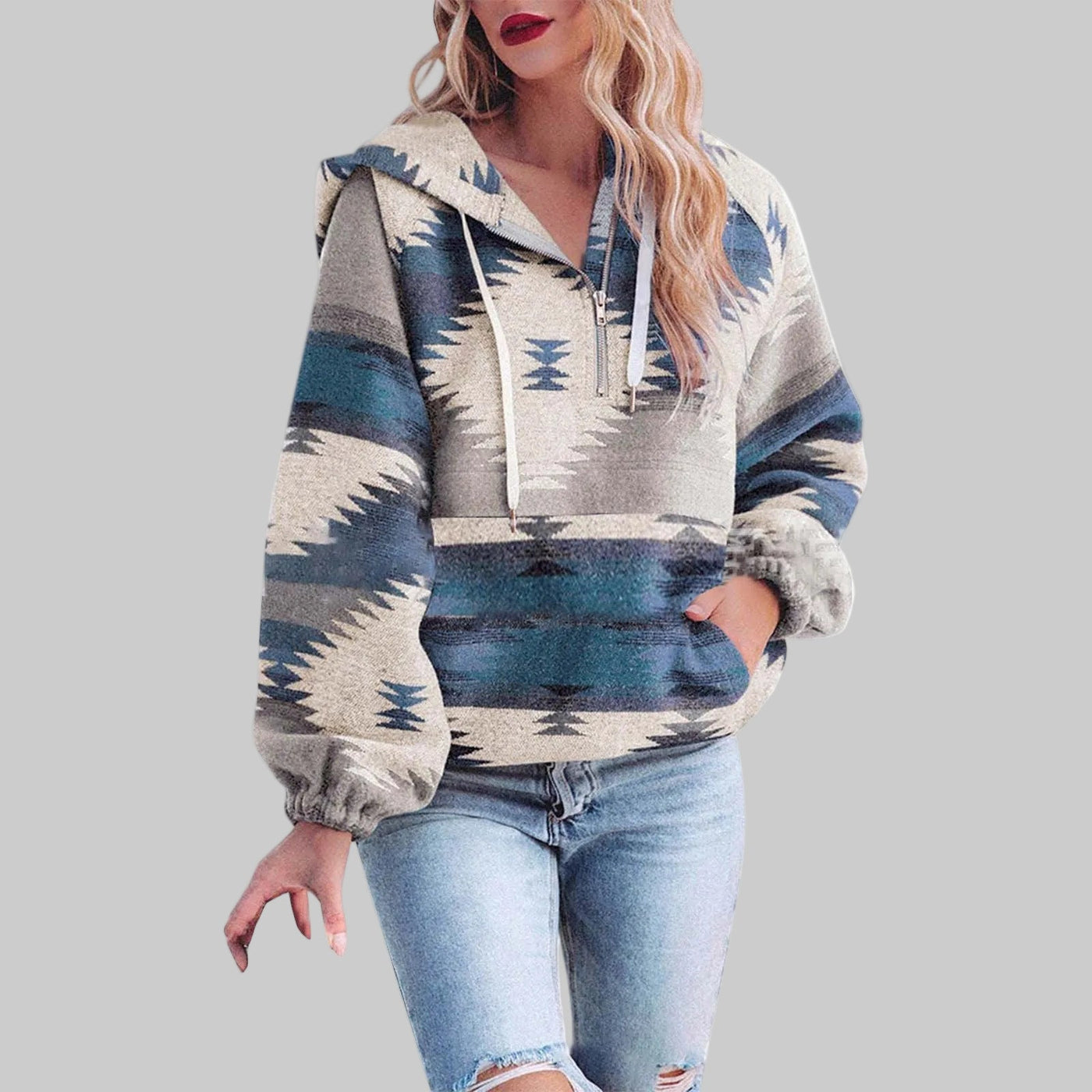Lea | Comfy Oversized Zip Up Long Sleeve Hoodie Sweatshirt