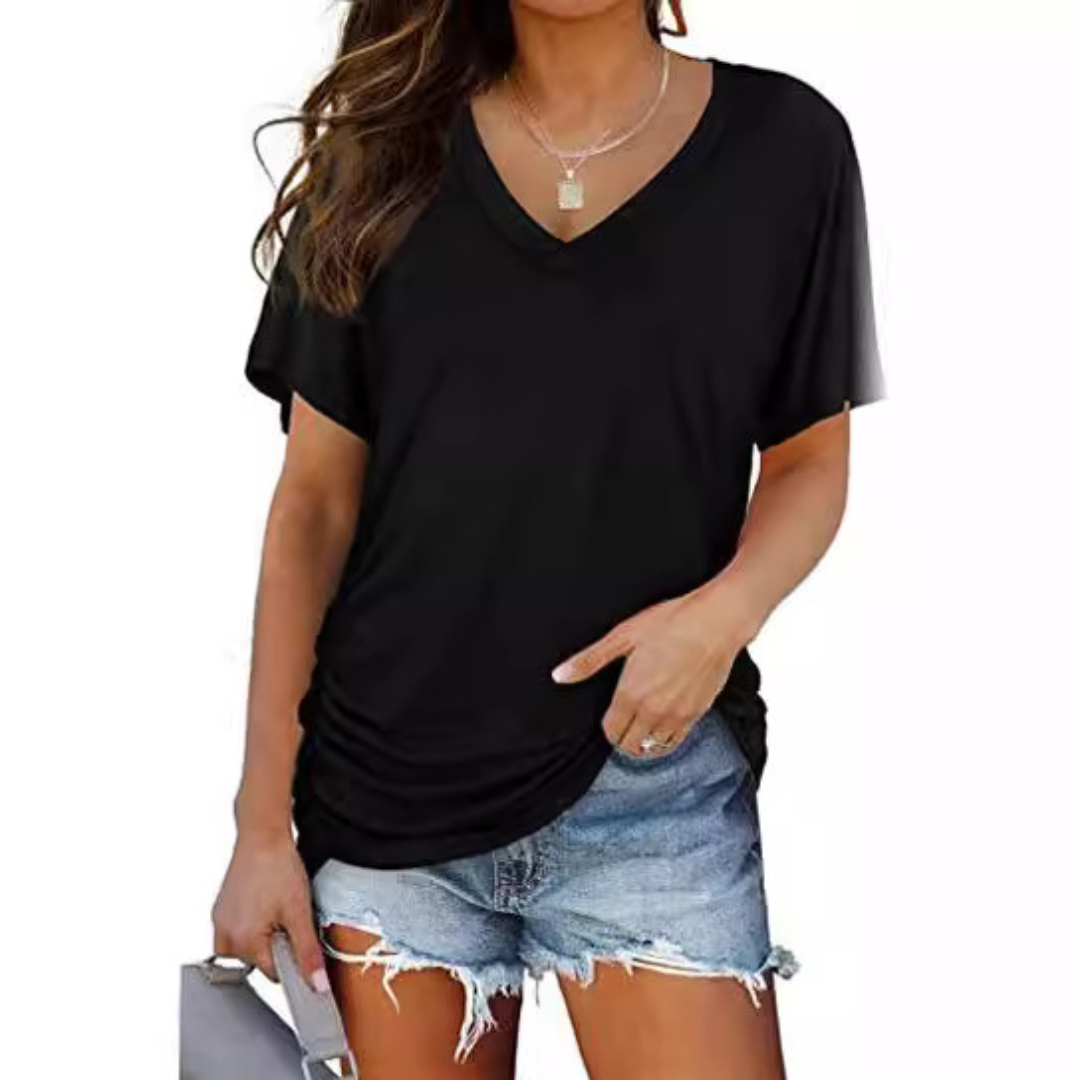 Elle | Classic V-Neck Loose Fit Shirt