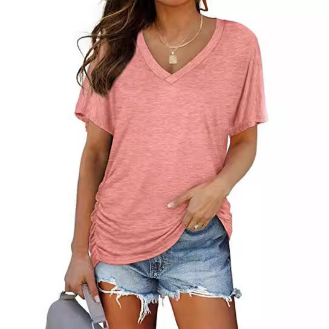 Elle | Classic V-Neck Loose Fit Shirt