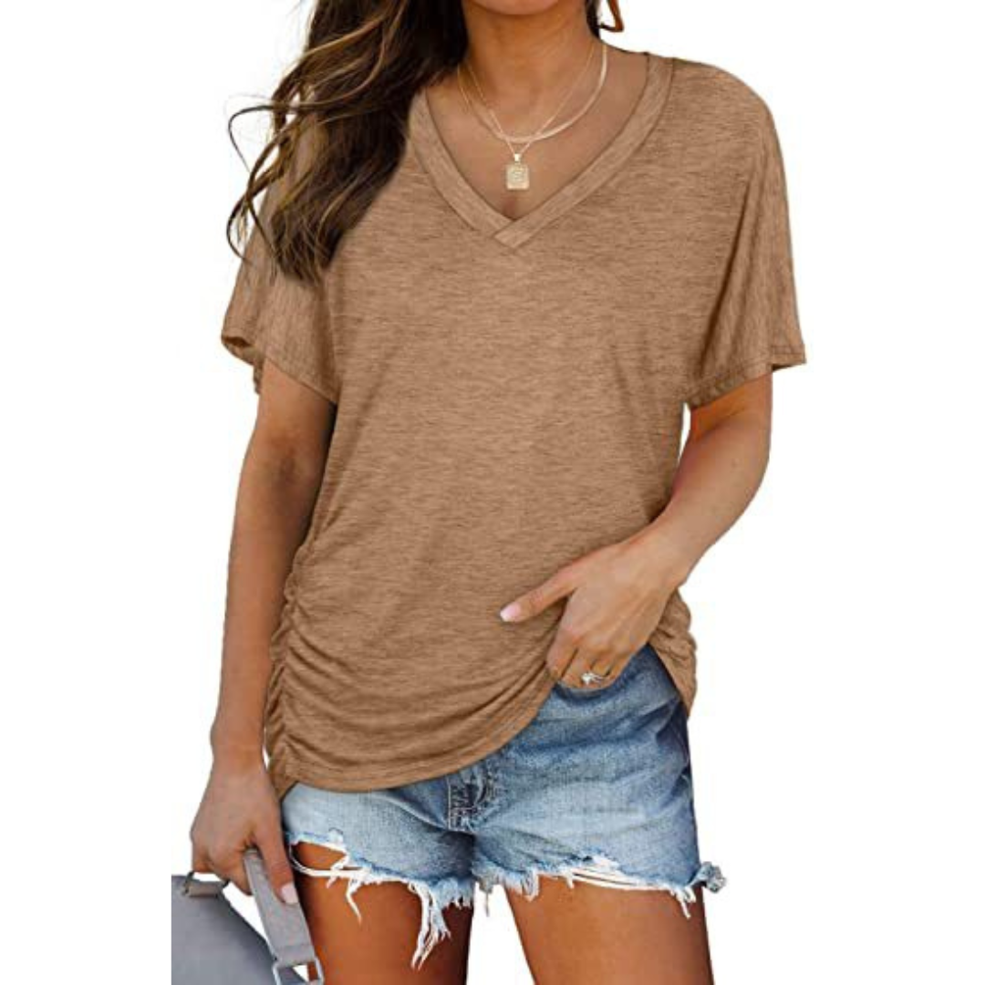 Elle | Classic V-Neck Loose Fit Shirt
