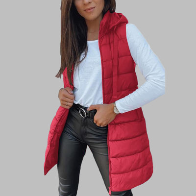 Reign | Casual Sleeveless Hood Long Puffer Vest