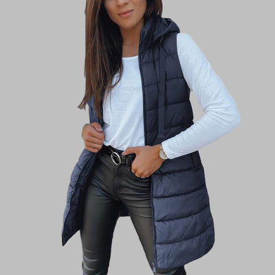 Reign | Casual Sleeveless Hood Long Puffer Vest