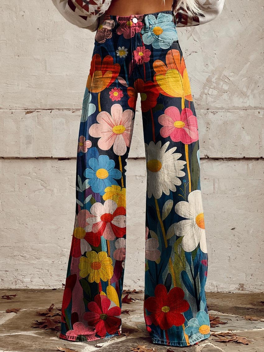 Fleur I Chic Floral Wide-Leg Pants